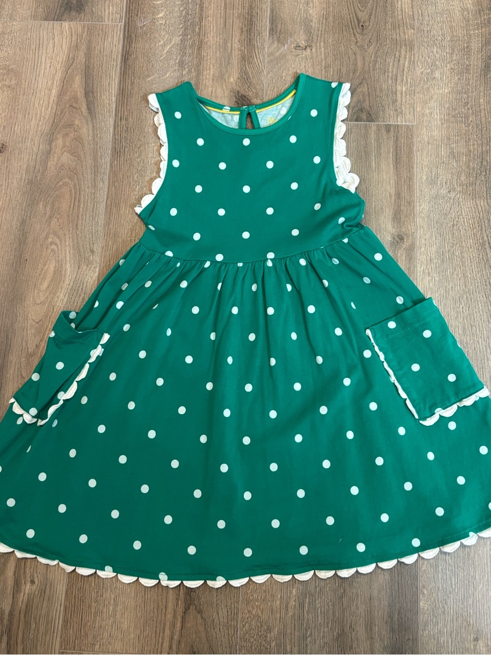 Mini Boden Emerald Green Polka Dot Pocket Dress